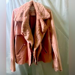 Dusty Rose throw over jacket with removable faux fur
